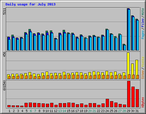 Daily usage for July 2013